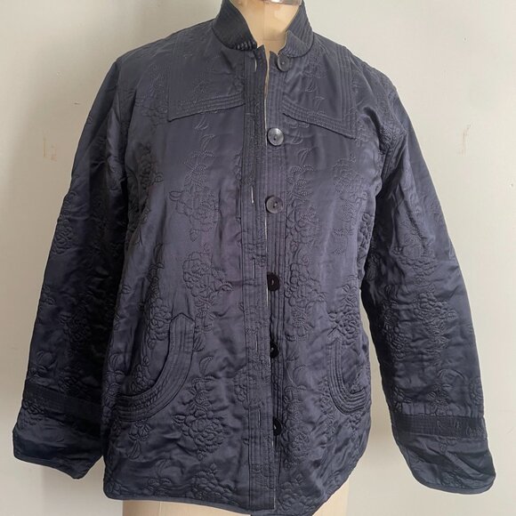 Reversible Quilted Floral Satin Jacket - Picture 1 of 16